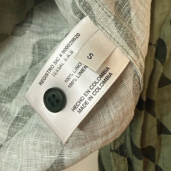 ANTHRO Azulu Colombia 100% Linen Hooded Beachy Quarter Buttoned Pullover Coverup - Picture 5 of 8